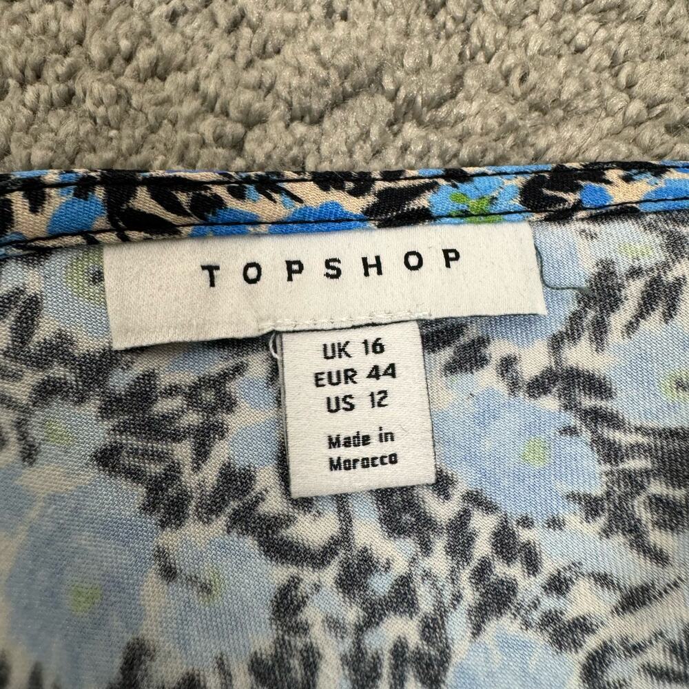 Topshop Floral Romper Blue Silky Satin Grunge Tie Back Sleeveless Size 12 Beach - Picture 5 of 12